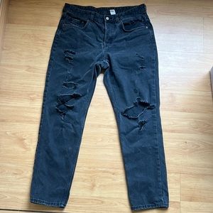 Black Denim Distressed Jeans from H&M